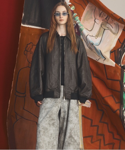 MAISON SPECIAL(メゾンスペシャル)の「《UNISEX》Grain Leather Prime-Over Single Raglan Ribbed Blouson/グレインレザープライムオーバーシングルラグランリブブルゾン 【MAISON SPECIAL/メゾンスペシャル】(ブルゾン・メンズ・ブラウン/ブラック・2/1/0)」の8枚目の写真