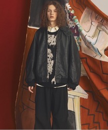 MAISON SPECIAL（メゾンスペシャル）の「《UNISEX》Grain Leather Prime-Over Single Raglan Ribbed Blouson グレインレザープライムオーバーシングルラグランリブブルゾン 【MAISON SPECIAL メゾンスペシャル】（ブルゾン）」
