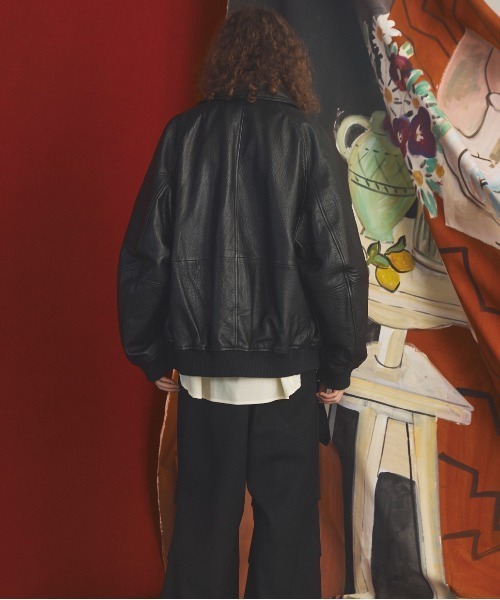 MAISON SPECIAL(メゾンスペシャル)の「《UNISEX》Grain Leather Prime-Over Single Raglan Ribbed Blouson/グレインレザープライムオーバーシングルラグランリブブルゾン 【MAISON SPECIAL/メゾンスペシャル】(ブルゾン・メンズ・ブラウン/ブラック・2/1/0)」の7枚目の写真