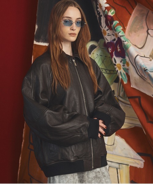 MAISON SPECIAL(メゾンスペシャル)の「《UNISEX》Grain Leather Prime-Over Single Raglan Ribbed Blouson/グレインレザープライムオーバーシングルラグランリブブルゾン 【MAISON SPECIAL/メゾンスペシャル】(ブルゾン・メンズ・ブラウン/ブラック・2/1/0)」の11枚目の写真