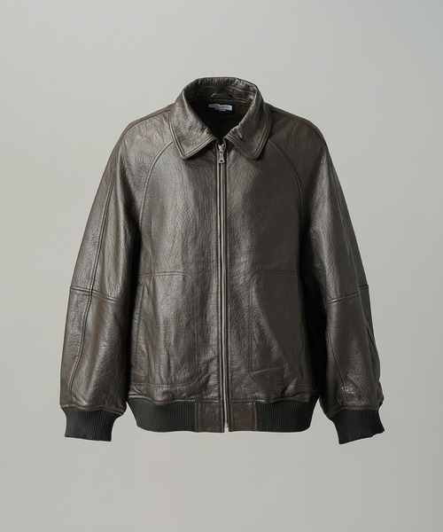 MAISON SPECIAL(メゾンスペシャル)の「《UNISEX》Grain Leather Prime-Over Single Raglan Ribbed Blouson/グレインレザープライムオーバーシングルラグランリブブルゾン 【MAISON SPECIAL/メゾンスペシャル】(ブルゾン・メンズ・ブラウン/ブラック・2/1/0)」の13枚目の写真