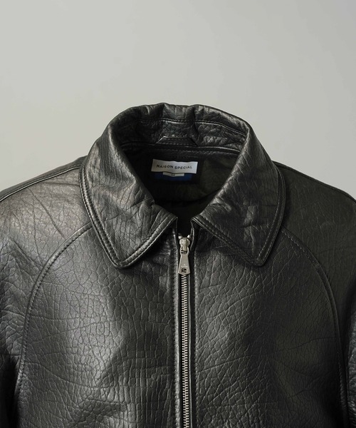 MAISON SPECIAL(メゾンスペシャル)の「《UNISEX》Grain Leather Prime-Over Single Raglan Ribbed Blouson/グレインレザープライムオーバーシングルラグランリブブルゾン 【MAISON SPECIAL/メゾンスペシャル】(ブルゾン・メンズ・ブラウン/ブラック・2/1/0)」の18枚目の写真