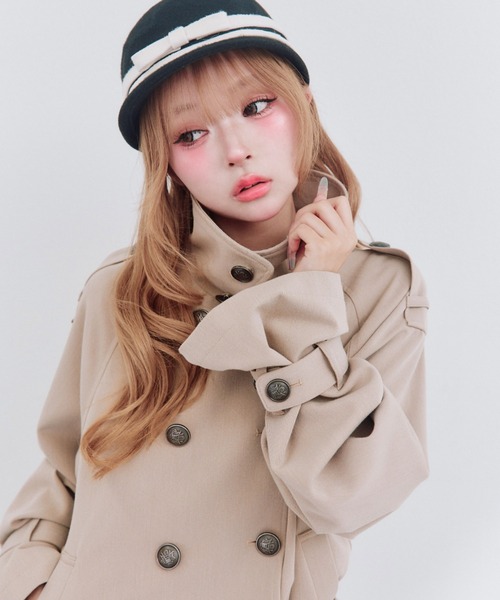 OLIVE des OLIVE(オリーブデオリーブ)の「ペプラムトレンチコート(トレンチコート・レディース・ブラック/ベージュ/ピンク/チェック・FREE)」の9枚目の写真
