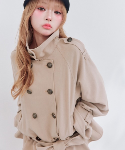 OLIVE des OLIVE(オリーブデオリーブ)の「ペプラムトレンチコート(トレンチコート・レディース・ブラック/ベージュ/ピンク/チェック・FREE)」の10枚目の写真