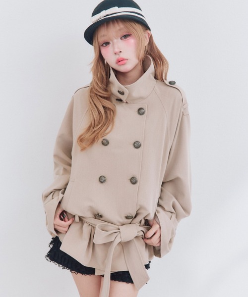 OLIVE des OLIVE(オリーブデオリーブ)の「ペプラムトレンチコート(トレンチコート・レディース・ブラック/ベージュ/ピンク/チェック・FREE)」の11枚目の写真