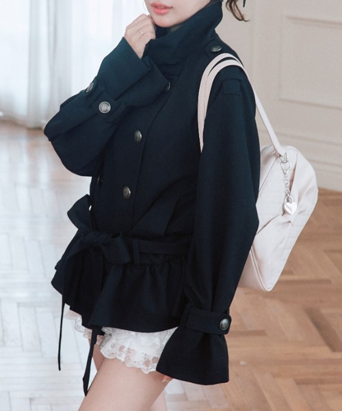 OLIVE des OLIVE(オリーブデオリーブ)の「ペプラムトレンチコート(トレンチコート・レディース・ブラック/ベージュ/ピンク/チェック・FREE)」の5枚目の写真