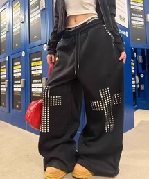 スタッズクロス ワイドスウェットパンツ