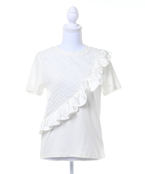 Narcissus(ナルシス)の「【Narcissus】ワッフルフリルTシャツ / カットソー 半袖(Tシャツ/カットソー・レディース・ホワイト/ブラック・FREE)」の2枚目の写真