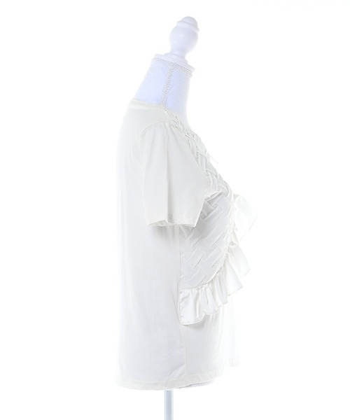 Narcissus(ナルシス)の「【Narcissus】ワッフルフリルTシャツ / カットソー 半袖(Tシャツ/カットソー・レディース・ホワイト/ブラック・FREE)」の6枚目の写真