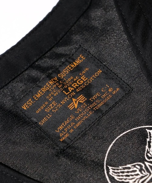 Alpha Industries(アルファインダストリーズ)の「U.S MILITARY / ALPHA 90S C-1 VEST DEAD STOCK(ベスト・メンズ・ブラック・MEDIUM)」の6枚目の写真