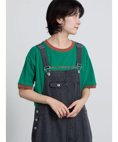 Samansa Mos2(サマンサ モスモス)の「【接触冷感】プリントリンガーTシャツ(Tシャツ/カットソー・レディース・グリーン/ネイビー/キナリ・F)」の2枚目の写真