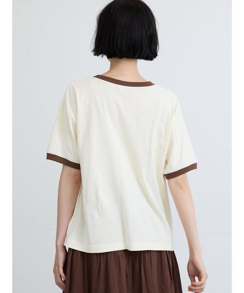 Samansa Mos2(サマンサ モスモス)の「【接触冷感】プリントリンガーTシャツ(Tシャツ/カットソー・レディース・グリーン/ネイビー/キナリ・F)」の9枚目の写真
