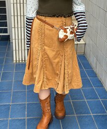 スエードフリルミドルスカート