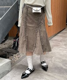 スエードフリルミドルスカート