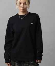 【GENUINE DICKIES/ジェニュインディッキーズ】ワンポイント ミニ刺繍 ワッペン クルーネック  長袖 Tシャツ