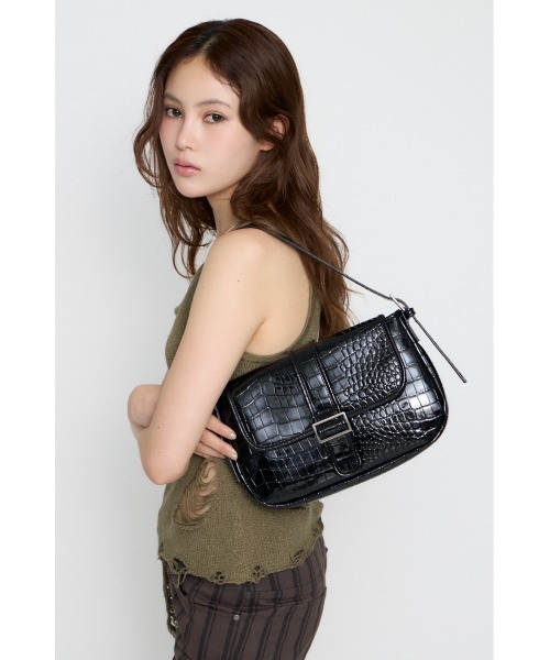 LAGUA GEM(ラグアジェム)の「FAUX CROCO COVER バッグ(ショルダーバッグ・レディース・ブラウン/ブラック・FREE)」の6枚目の写真