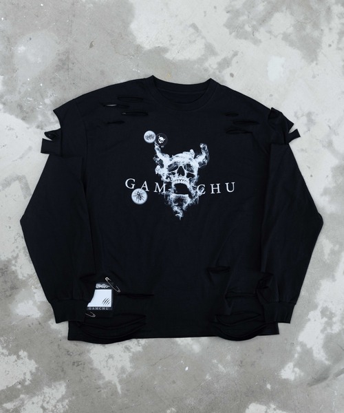 Gamchu（ガムチュ）の「『Gamchu/ガムチュ』COULD’VE CUT IT MORE. BUT I’LL STOP HERE. 2Pダメージ加工L/STEE（Tシャツ/カットソー・レディース・ホワイト/ブラック・FREE）」の12枚目の写真