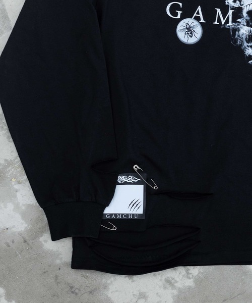 Gamchu（ガムチュ）の「『Gamchu/ガムチュ』COULD’VE CUT IT MORE. BUT I’LL STOP HERE. 2Pダメージ加工L/STEE（Tシャツ/カットソー・レディース・ホワイト/ブラック・FREE）」の13枚目の写真