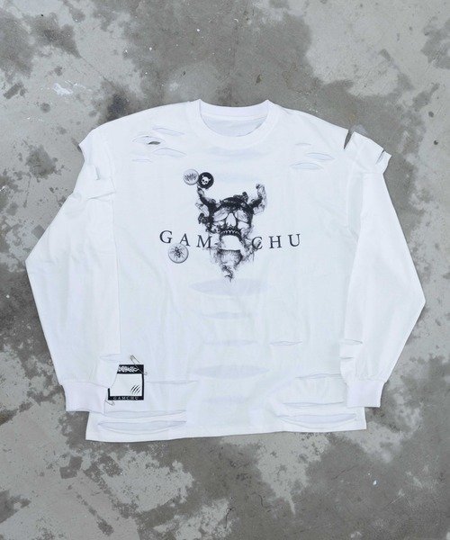 Gamchu（ガムチュ）の「『Gamchu/ガムチュ』COULD’VE CUT IT MORE. BUT I’LL STOP HERE. 2Pダメージ加工L/STEE（Tシャツ/カットソー・レディース・ホワイト/ブラック・FREE）」の15枚目の写真
