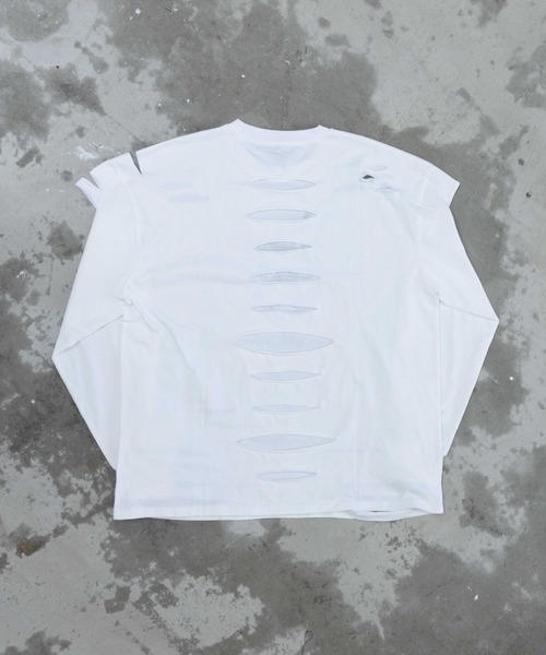 Gamchu（ガムチュ）の「『Gamchu/ガムチュ』COULD’VE CUT IT MORE. BUT I’LL STOP HERE. 2Pダメージ加工L/STEE（Tシャツ/カットソー・レディース・ホワイト/ブラック・FREE）」の16枚目の写真