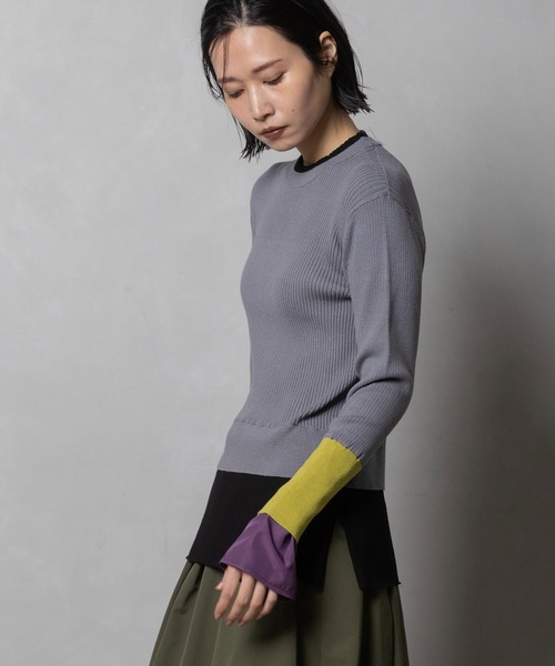 MARECHAL TERRE(マルシャルテル)の「配色ニットプルオーバー(ニット/セーター・レディース・チャコールグレー/ベージュ/ブラック/ブルー・MEDIUM)」の15枚目の写真