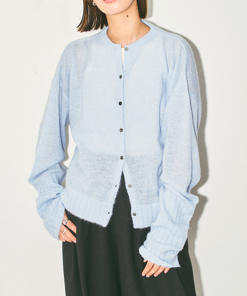 CITYSHOP(シティーショップ)の「LONG LONG SLEEVE カーディガン:ニット(ニット/セーター・レディース・ブルー系その他/ブラック・FREE)」の2枚目の写真