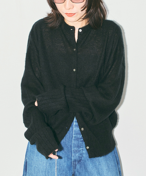 CITYSHOP(シティーショップ)の「LONG LONG SLEEVE カーディガン:ニット(ニット/セーター・レディース・ブルー系その他/ブラック・FREE)」の7枚目の写真