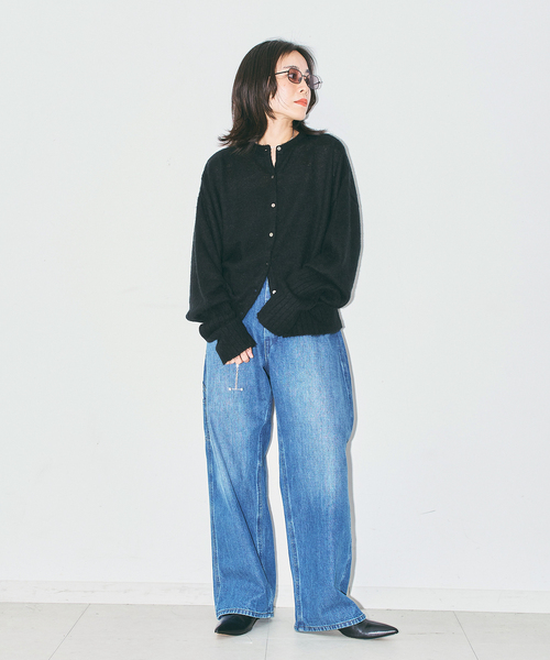 CITYSHOP(シティーショップ)の「LONG LONG SLEEVE カーディガン:ニット(ニット/セーター・レディース・ブルー系その他/ブラック・FREE)」の8枚目の写真