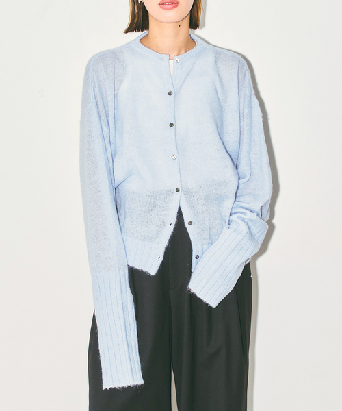 CITYSHOP(シティーショップ)の「LONG LONG SLEEVE カーディガン:ニット(ニット/セーター・レディース・ブルー系その他/ブラック・FREE)」の9枚目の写真