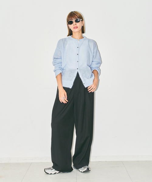 CITYSHOP(シティーショップ)の「LONG LONG SLEEVE カーディガン:ニット(ニット/セーター・レディース・ブルー系その他/ブラック・FREE)」の10枚目の写真