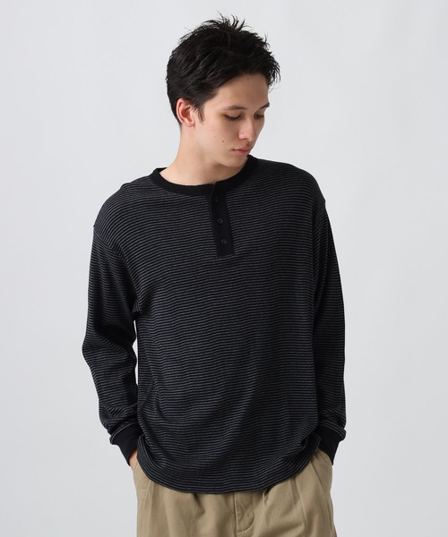Robert P.Miller（ロバート ピー ミラー）の「[WEB限定]【Robert P.Miller】Panel Rib Henryneck Tee（Tシャツ/カットソー・メンズ・ネイビー/ブラック/ダークグレー/オフホワイト・X-LARGE/MEDIUM/LARGE）」の7枚目の写真
