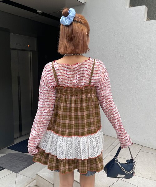 HELLO.SANFRANCISCO（ハローサンフランシスコ）の「【HELLO.SANFRANCISCO/ハローサンフランシスコ】チェックレースチュニックワンピ（チュニック・レディース・グリーン/ブルー/ピンク・ONE SIZE）」の8枚目の写真