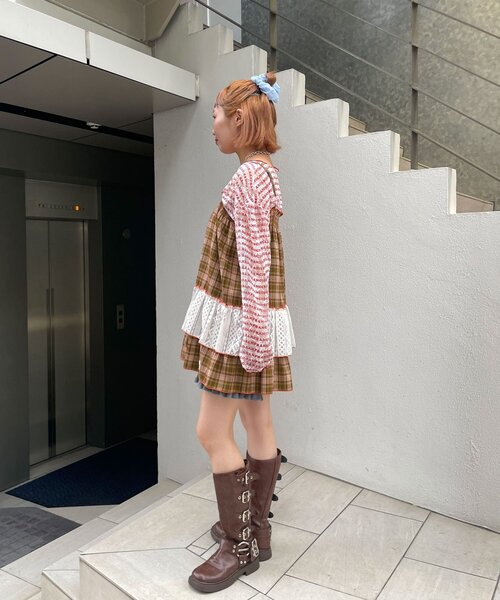 HELLO.SANFRANCISCO（ハローサンフランシスコ）の「【HELLO.SANFRANCISCO/ハローサンフランシスコ】チェックレースチュニックワンピ（チュニック・レディース・グリーン/ブルー/ピンク・ONE SIZE）」の10枚目の写真