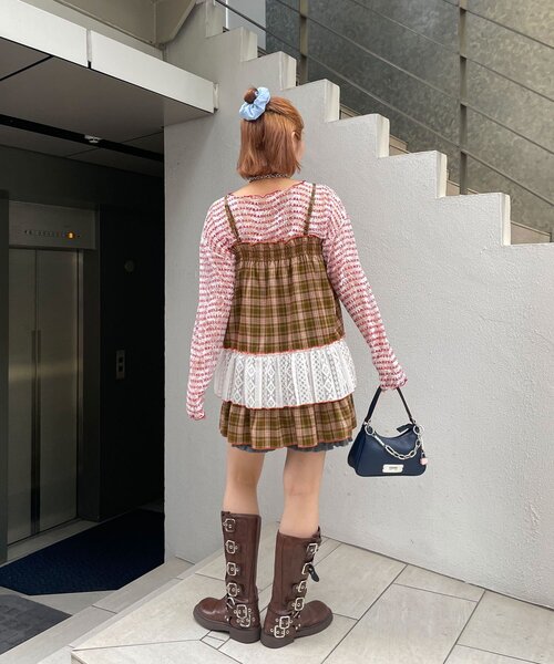 HELLO.SANFRANCISCO（ハローサンフランシスコ）の「【HELLO.SANFRANCISCO/ハローサンフランシスコ】チェックレースチュニックワンピ（チュニック・レディース・グリーン/ブルー/ピンク・ONE SIZE）」の11枚目の写真