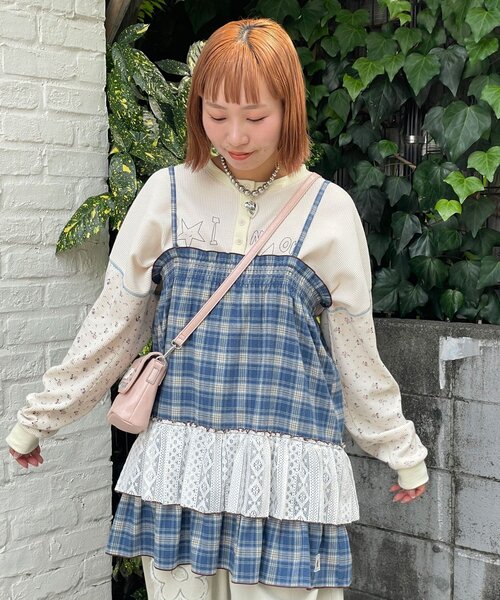 HELLO.SANFRANCISCO（ハローサンフランシスコ）の「【HELLO.SANFRANCISCO/ハローサンフランシスコ】チェックレースチュニックワンピ（チュニック・レディース・グリーン/ブルー/ピンク・ONE SIZE）」の13枚目の写真