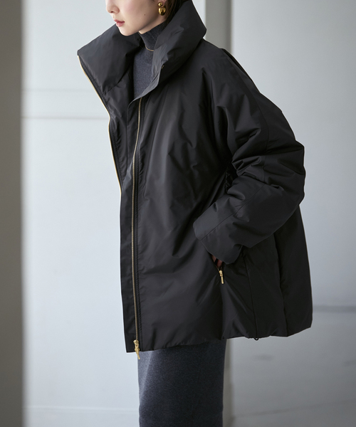 Noble(ノーブル)の「ハイネックダウンコート(ダウンジャケット/コート・レディース・ブラウン/ホワイト系その他/ブラック・36/38)」の1枚目の写真