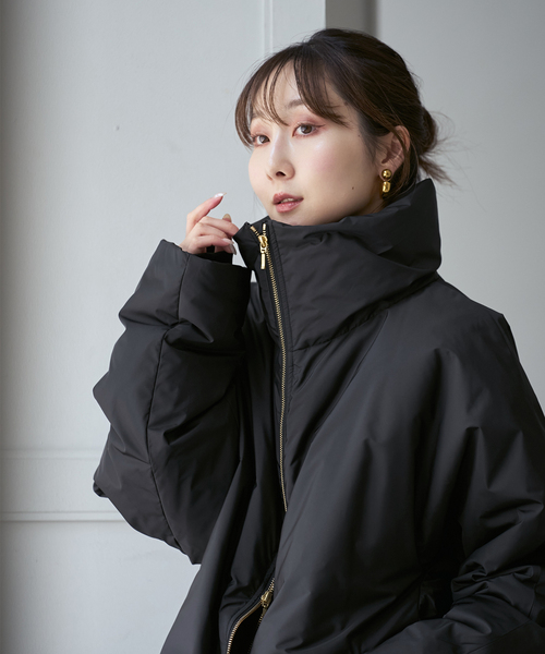 Noble(ノーブル)の「ハイネックダウンコート(ダウンジャケット/コート・レディース・ブラウン/ホワイト系その他/ブラック・36/38)」の14枚目の写真