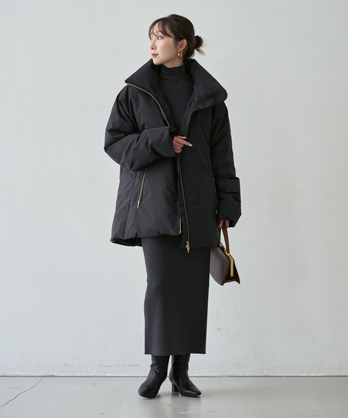 Noble(ノーブル)の「ハイネックダウンコート(ダウンジャケット/コート・レディース・ブラウン/ホワイト系その他/ブラック・36/38)」の15枚目の写真