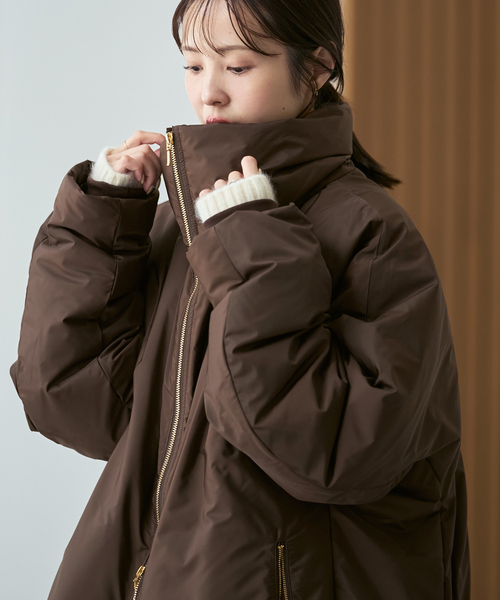 Noble(ノーブル)の「ハイネックダウンコート(ダウンジャケット/コート・レディース・ブラウン/ホワイト系その他/ブラック・36/38)」の6枚目の写真