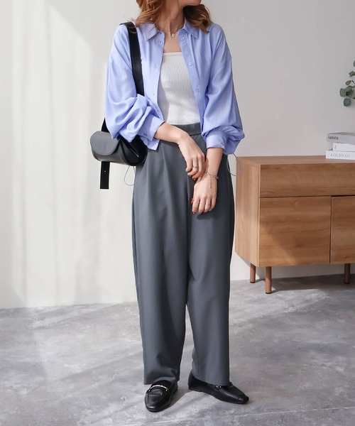 NYLAUS(ナイラス)の「【SG】ワイドテーパードパンツ ロングパンツ カーブパンツ(その他パンツ・レディース・ブラック/カーキ/オレンジ/グレー・M)」の12枚目の写真