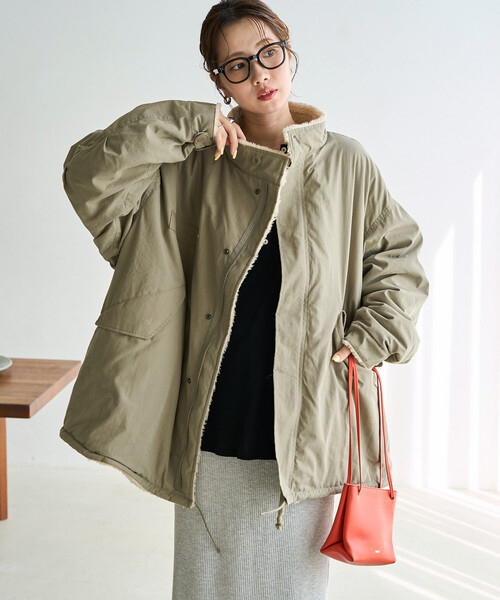 FREAK'S STORE(フリークスストア)の「限定展開 M65 リバーシブル ボア ショート コート(モッズコート・レディース・ブラウン/ブラック/ベージュ/オリーブ・フリ-)」の4枚目の写真