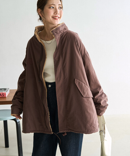 FREAK'S STORE(フリークスストア)の「限定展開 M65 リバーシブル ボア ショート コート(モッズコート・レディース・ブラウン/ブラック/ベージュ/オリーブ・フリ-)」の3枚目の写真