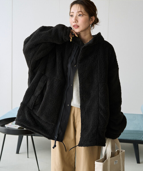 FREAK'S STORE(フリークスストア)の「限定展開 M65 リバーシブル ボア ショート コート(モッズコート・レディース・ブラウン/ブラック/ベージュ/オリーブ・フリ-)」の5枚目の写真