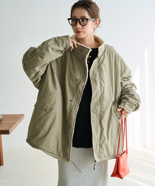 FREAK'S STORE(フリークスストア)の「限定展開 M65 リバーシブル ボア ショート コート(モッズコート・レディース・ブラウン/ブラック/ベージュ/オリーブ・フリ-)」の10枚目の写真