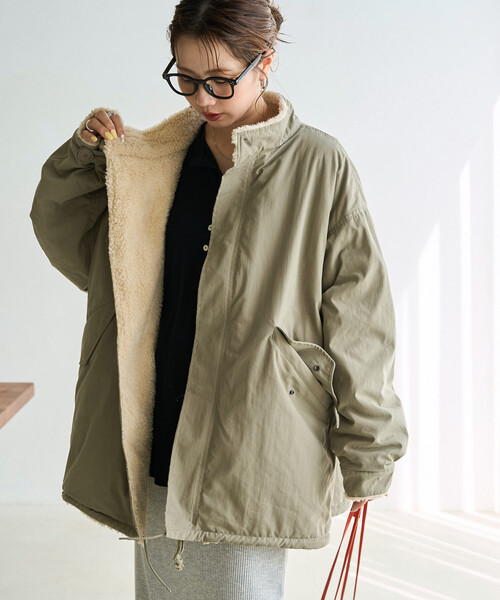 FREAK'S STORE(フリークスストア)の「限定展開 M65 リバーシブル ボア ショート コート(モッズコート・レディース・ブラウン/ブラック/ベージュ/オリーブ・フリ-)」の12枚目の写真