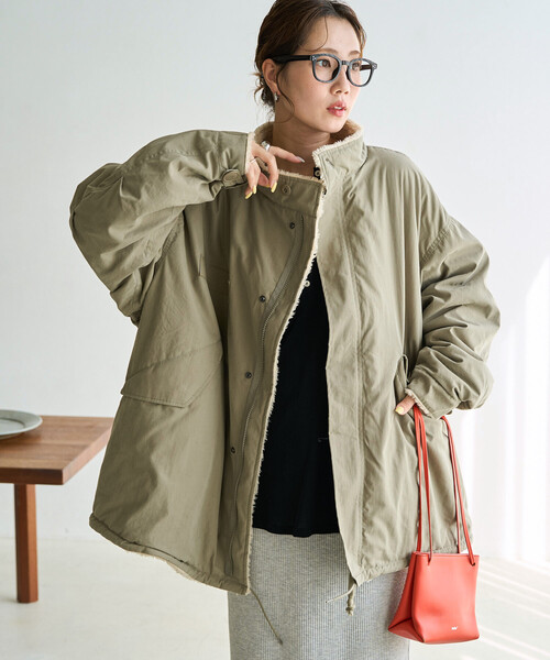 FREAK'S STORE(フリークスストア)の「限定展開 M65 リバーシブル ボア ショート コート(モッズコート・レディース・ブラウン/ブラック/ベージュ/オリーブ・フリ-)」の13枚目の写真