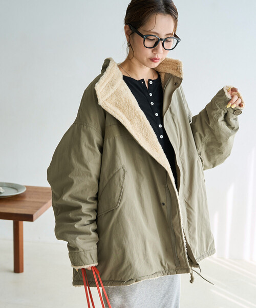 FREAK'S STORE(フリークスストア)の「限定展開 M65 リバーシブル ボア ショート コート(モッズコート・レディース・ブラウン/ブラック/ベージュ/オリーブ・フリ-)」の14枚目の写真