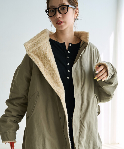 FREAK'S STORE(フリークスストア)の「限定展開 M65 リバーシブル ボア ショート コート(モッズコート・レディース・ブラウン/ブラック/ベージュ/オリーブ・フリ-)」の15枚目の写真
