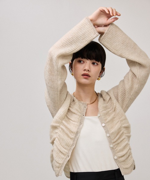 ADAM ET ROPE'(アダムエロペ)の「【WEB限定】・【定番】ダブルモヘヤシャーリングカーディガン(カーディガン/ボレロ・レディース・サックスブルー/ホワイト/グレー/ベージュ・FREE)」の1枚目の写真
