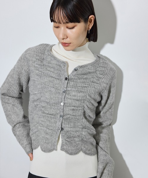 ADAM ET ROPE'(アダムエロペ)の「【WEB限定】・【定番】ダブルモヘヤシャーリングカーディガン(カーディガン/ボレロ・レディース・サックスブルー/ホワイト/グレー/ベージュ・FREE)」の3枚目の写真